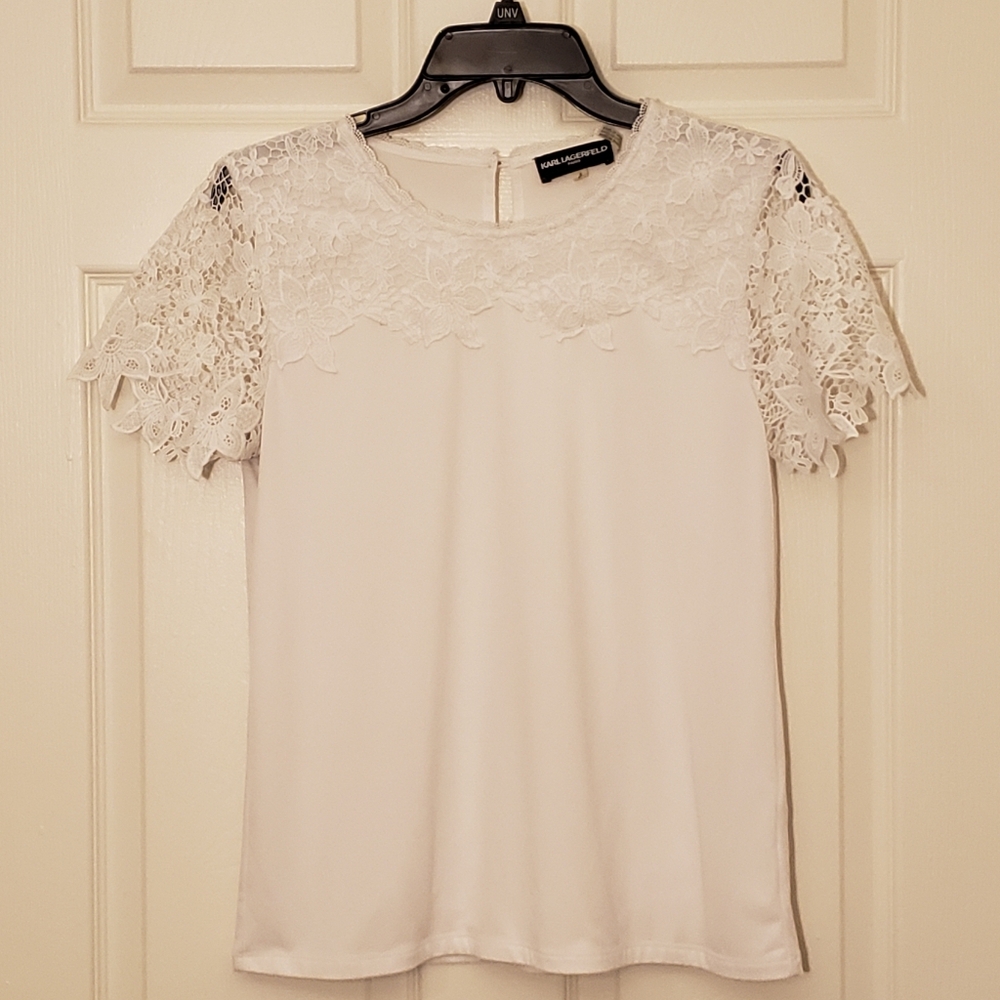 Karl Lagerfeld Lace Accent Blouse | Women's S